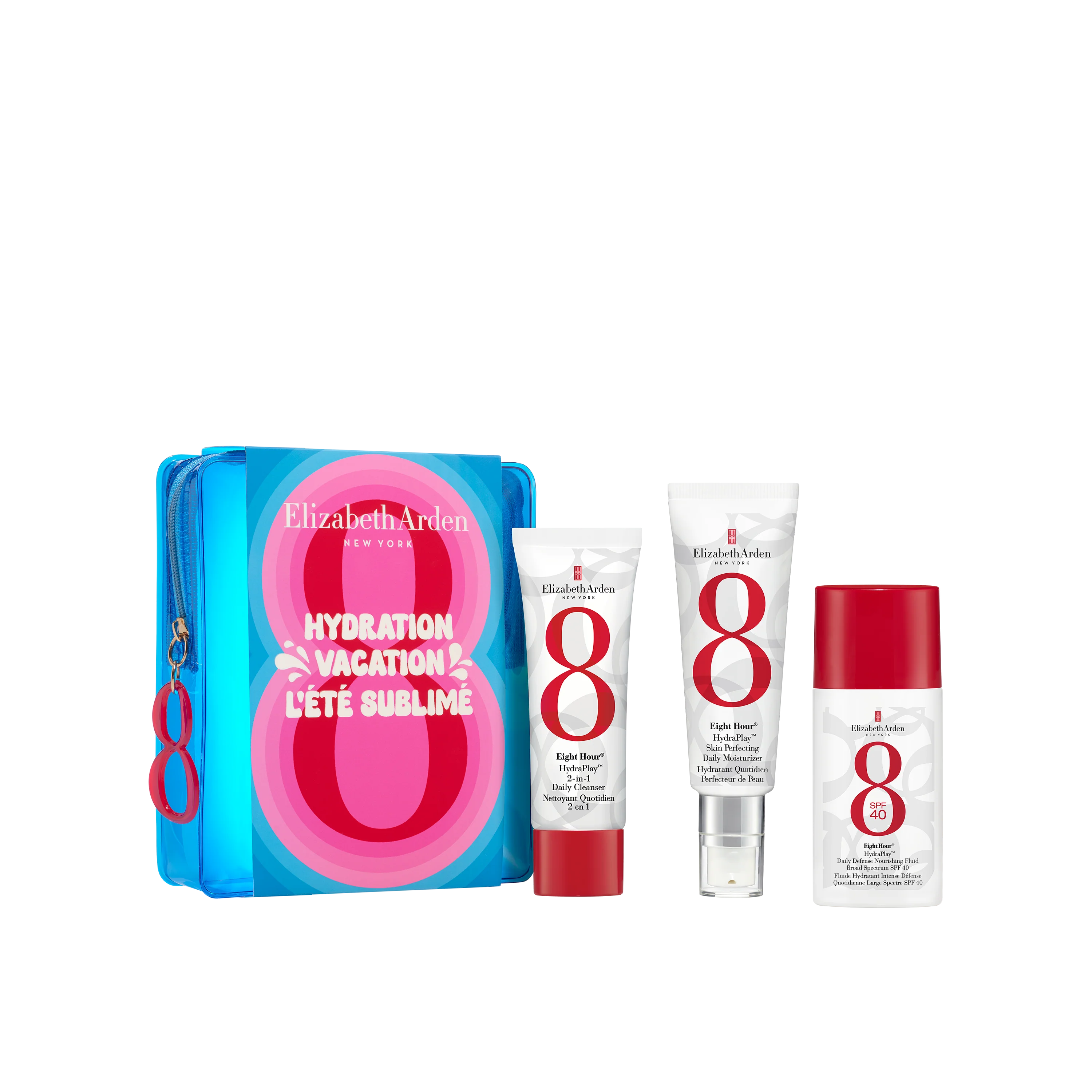Coffret Eight Hour® Hydration Vacation, Crème Hydratante Visage Skin Perfecting, Nettoyant Visage 2-en-1, Daily Defense Fluid SPF 40
