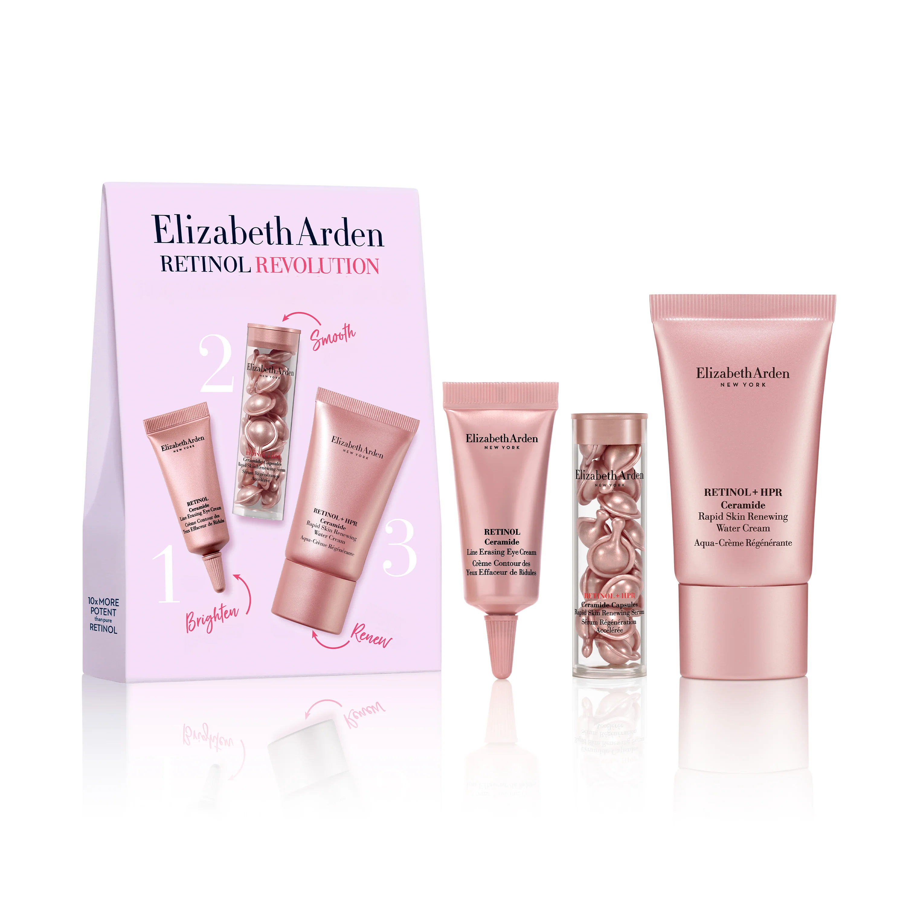 Coffret Trio Rétinol + HPR, Ceramide Aqua-Crème Régénérante, Capsules Sérum Rétinol + HPR et Contour des Yeux Retinol